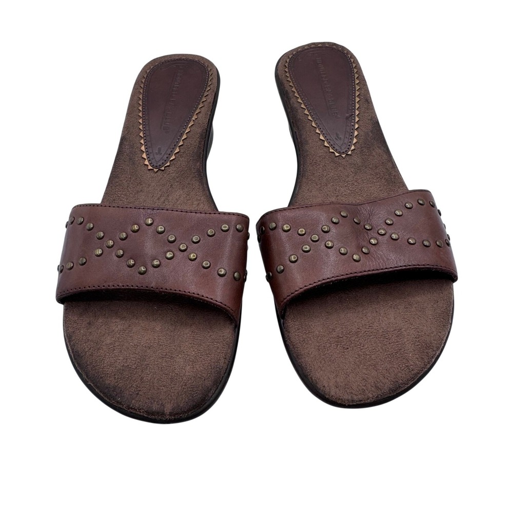 Montego Bay Club 11 Brown Slide Sandals Women's Studded Wedge